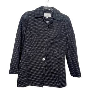 ANN TAYLOR PETITES Polka Dot Button Down Jacket Linen Blend Black White Size XSP
